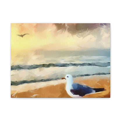 Seagull Painting, Beach wall art, Ocean Wall Art, Canvas Gallery Wraps 16″ x 12″ Premium Gallery Wraps (1.25″)