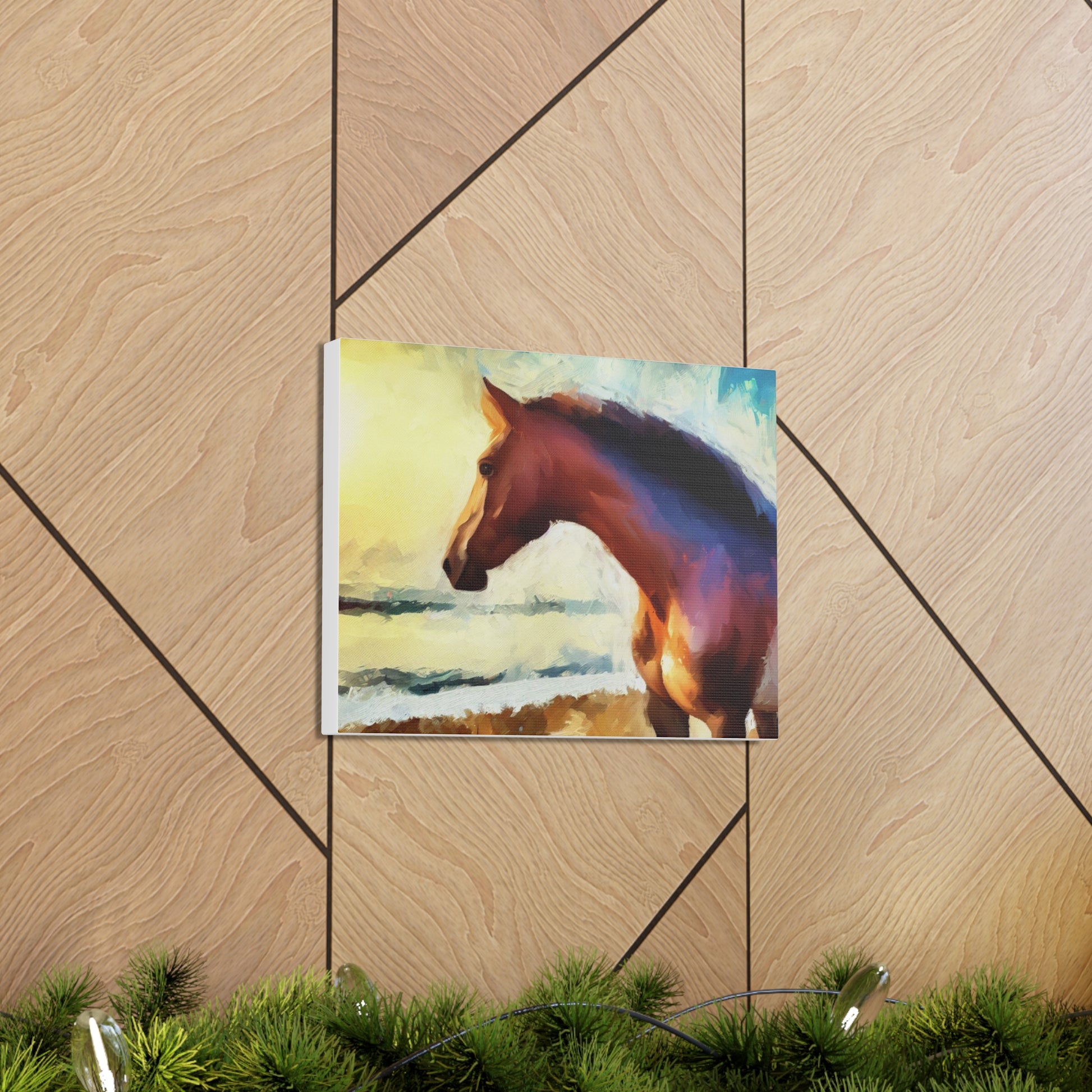 Horse wall art, beach art, ocean art, Canvas Gallery Wraps, Horse Beach, Sunset Beach - SaviTraviDesigns