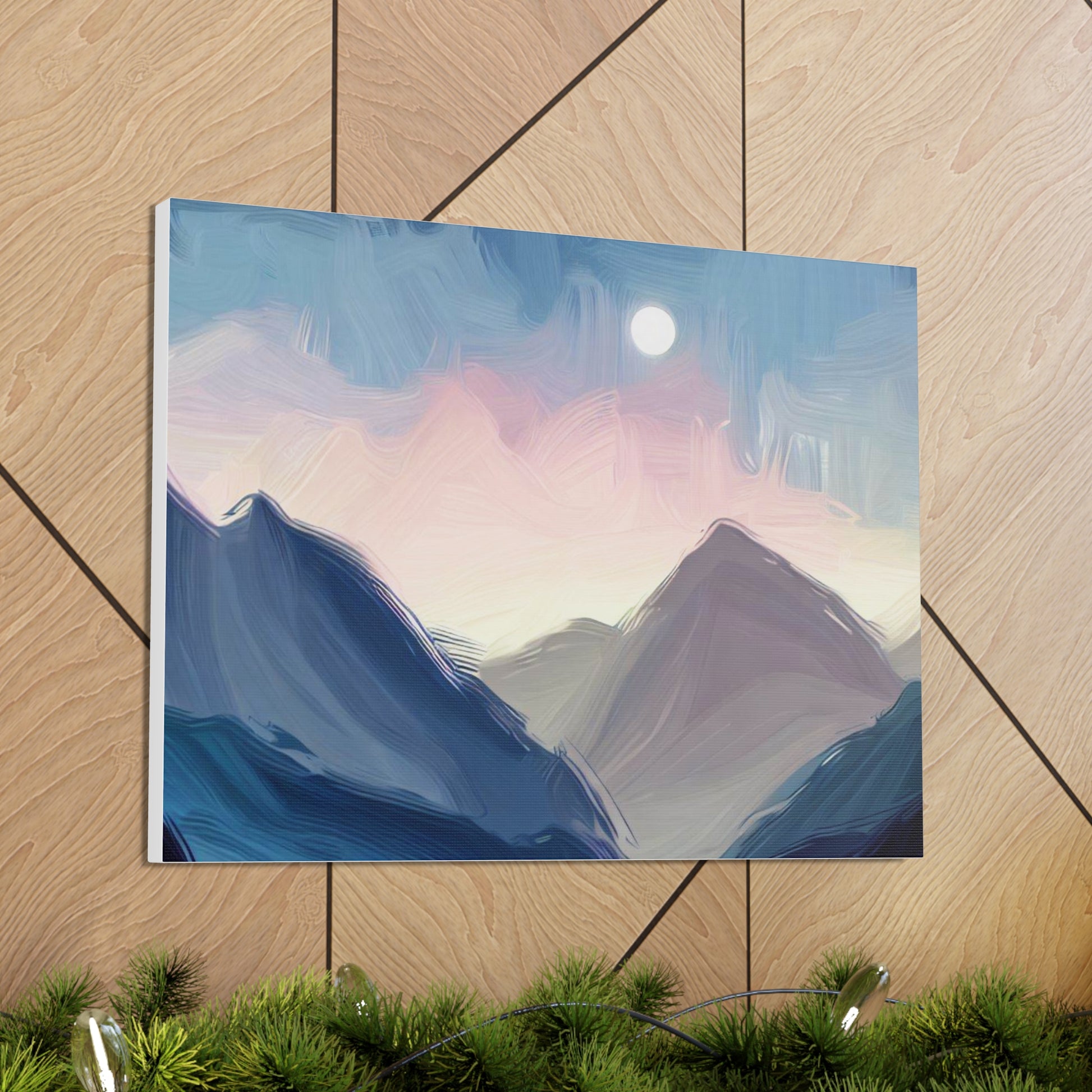 Mountain Wall Art, Moon Wall Art, Canvas Gallery Wraps, Moon Over Mountains