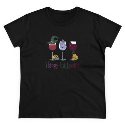 Happy Hallowine,Halloween Graphic Shirts, Spooky Halloween Shirts, Scary Halloween Shirt Designs, Cute Halloween Graphic Tees, Funny Halloween Shirt Ideas - SaviTraviDesigns