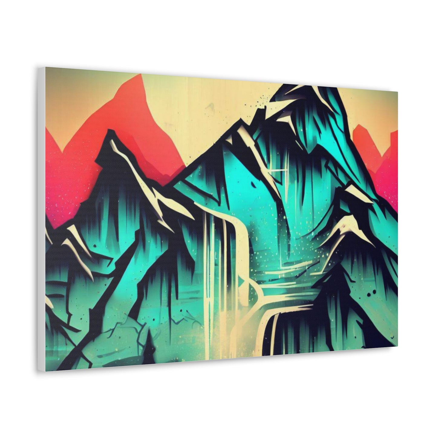 Blue Mountain, Mountain Sunset, Graffiti-inspired home decor, Modern street art prints, Graffiti wall art, Street art canvas art, Graffiti artist prints - SaviTraviDesigns