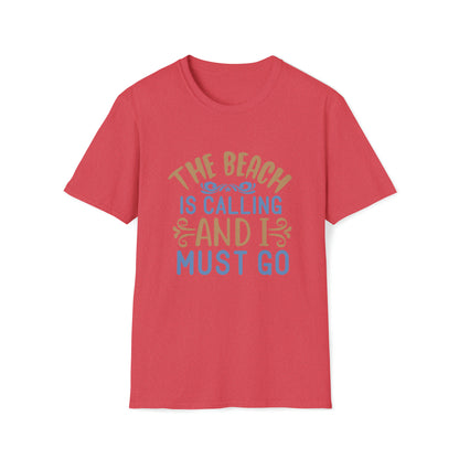 The Beach is Calling and I Must Go |Beach Lifestyle Shirts | Summer Vibe Apparel Heather Red