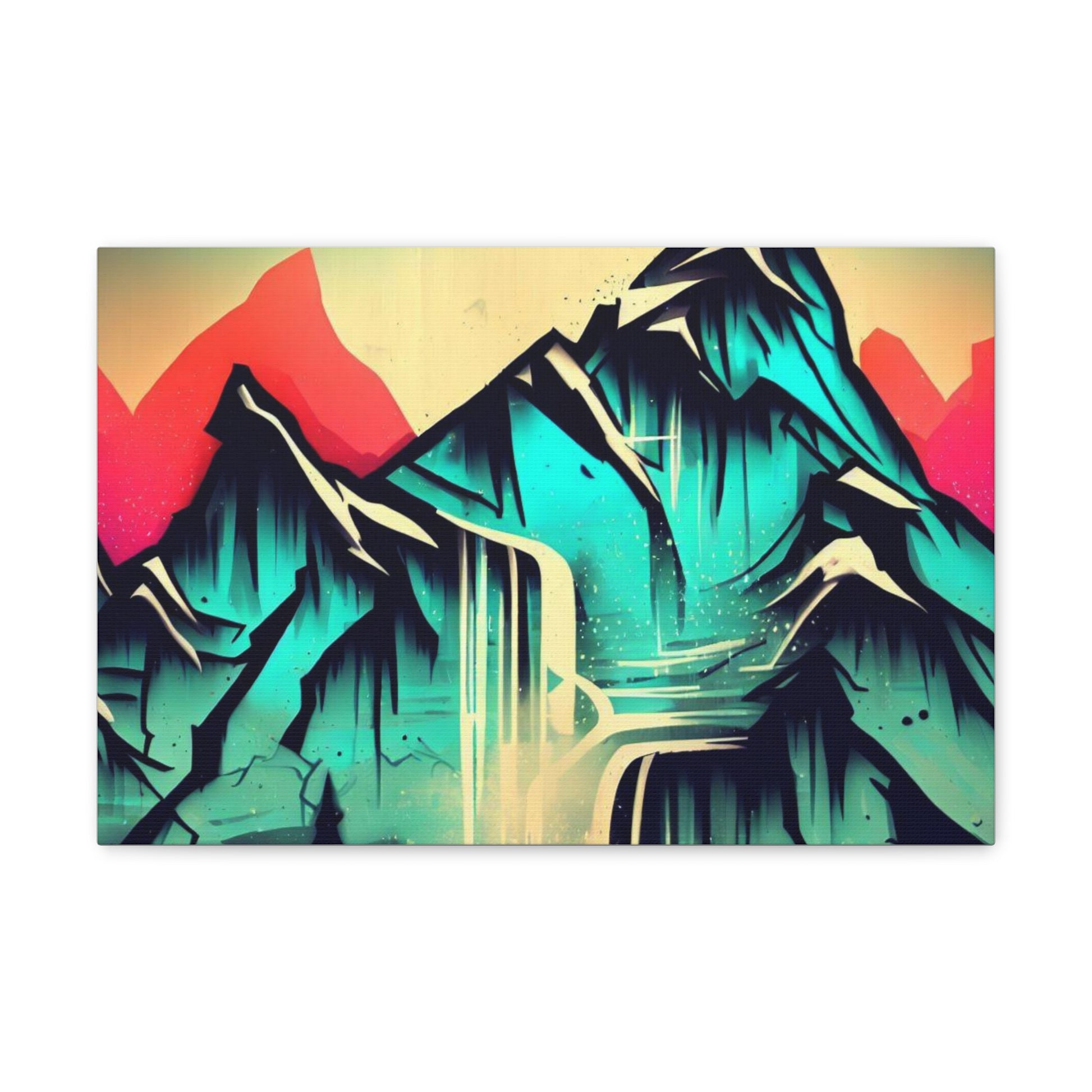 Blue Mountain, Mountain Sunset, Graffiti-inspired home decor, Modern street art prints, Graffiti wall art, Street art canvas art, Graffiti artist prints - SaviTraviDesigns