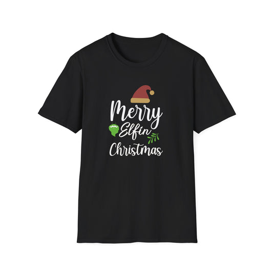 Merry Elfin Christmas Graphic Shirt Black