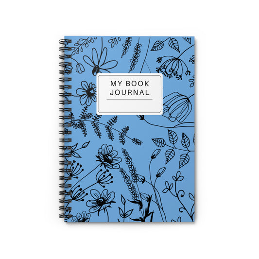 Floral Design, Journal, Spiral Notebook, Ruled Line, Blue - SaviTraviDesigns