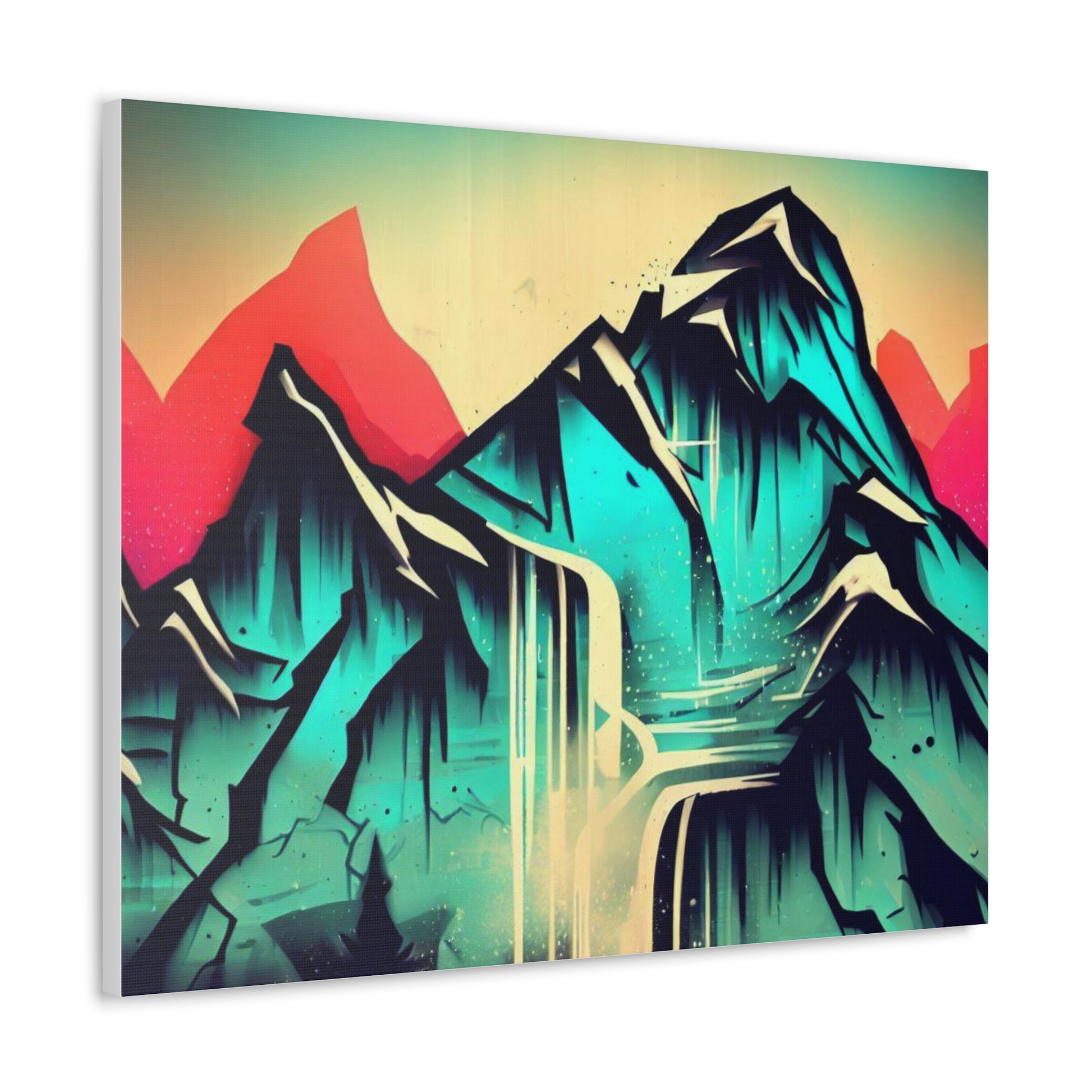 Blue Mountain, Mountain Sunset, Graffiti-inspired home decor, Modern street art prints, Graffiti wall art, Street art canvas art, Graffiti artist prints - SaviTraviDesigns