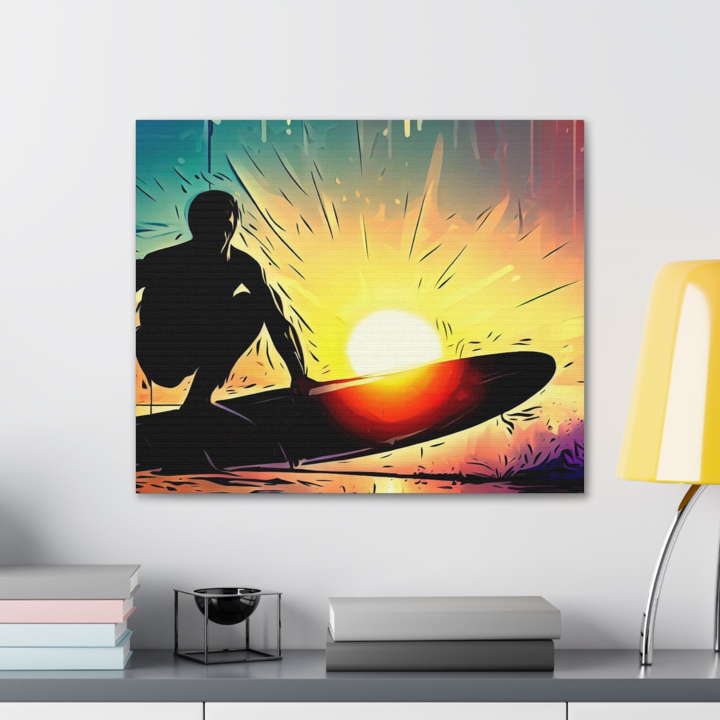 Surfer, Surfing Sunset, Graffiti-inspired home decor, Modern street art prints, Graffiti wall art, Street art canvas art, Graffiti artist prints - SaviTraviDesigns