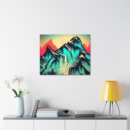 Blue Mountain, Mountain Sunset, Graffiti-inspired home decor, Modern street art prints, Graffiti wall art, Street art canvas art, Graffiti artist prints - SaviTraviDesigns