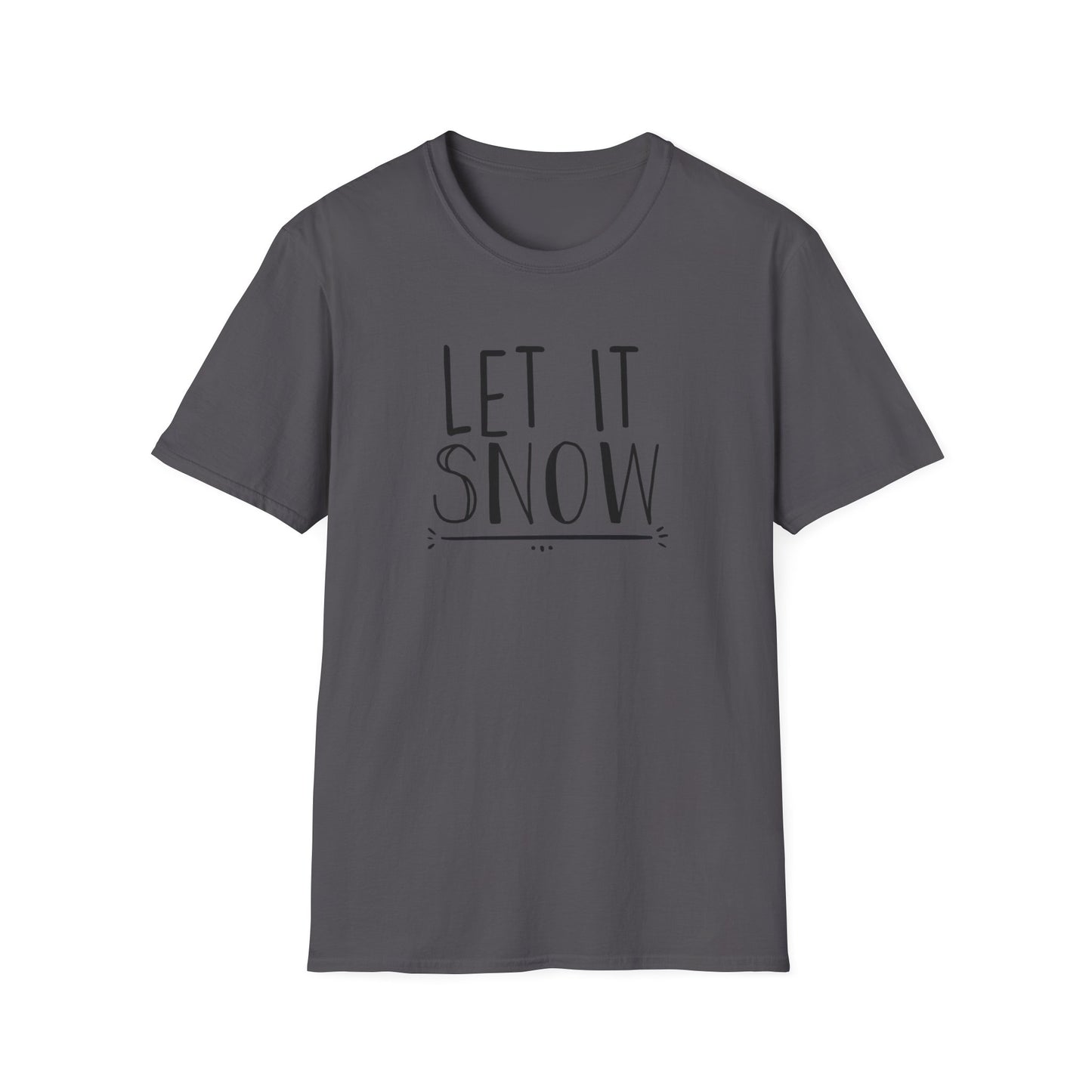 Let It Snow Winter Graphic T Shirt Charcoal