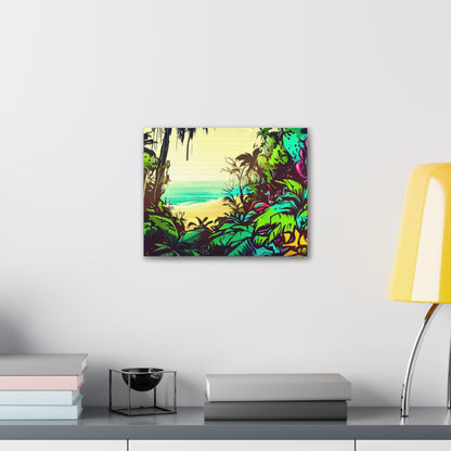 Jungle Beach, Rainforest Ocean, Graffiti-inspired home decor, Modern street art prints, Graffiti wall art, Street art canvas art, Graffiti artist prints - SaviTraviDesigns