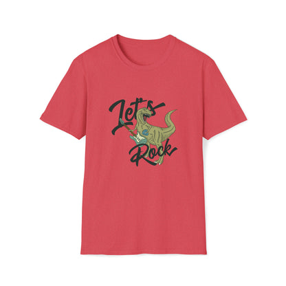 Lets Rock Dino Rockstar |Beach Lifestyle Shirts | Summer Vibe Apparel Heather Red