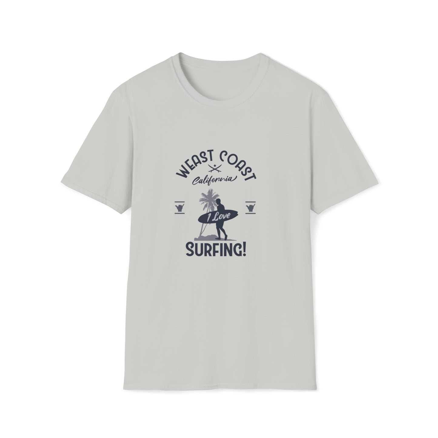 West Coast Surfing |Beach Lifestyle Shirts | Summer Vibe Apparel Ice Grey