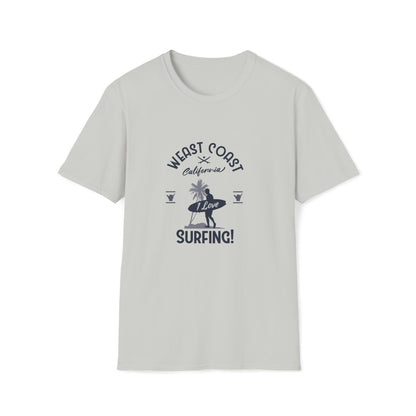 West Coast Surfing |Beach Lifestyle Shirts | Summer Vibe Apparel Ice Grey