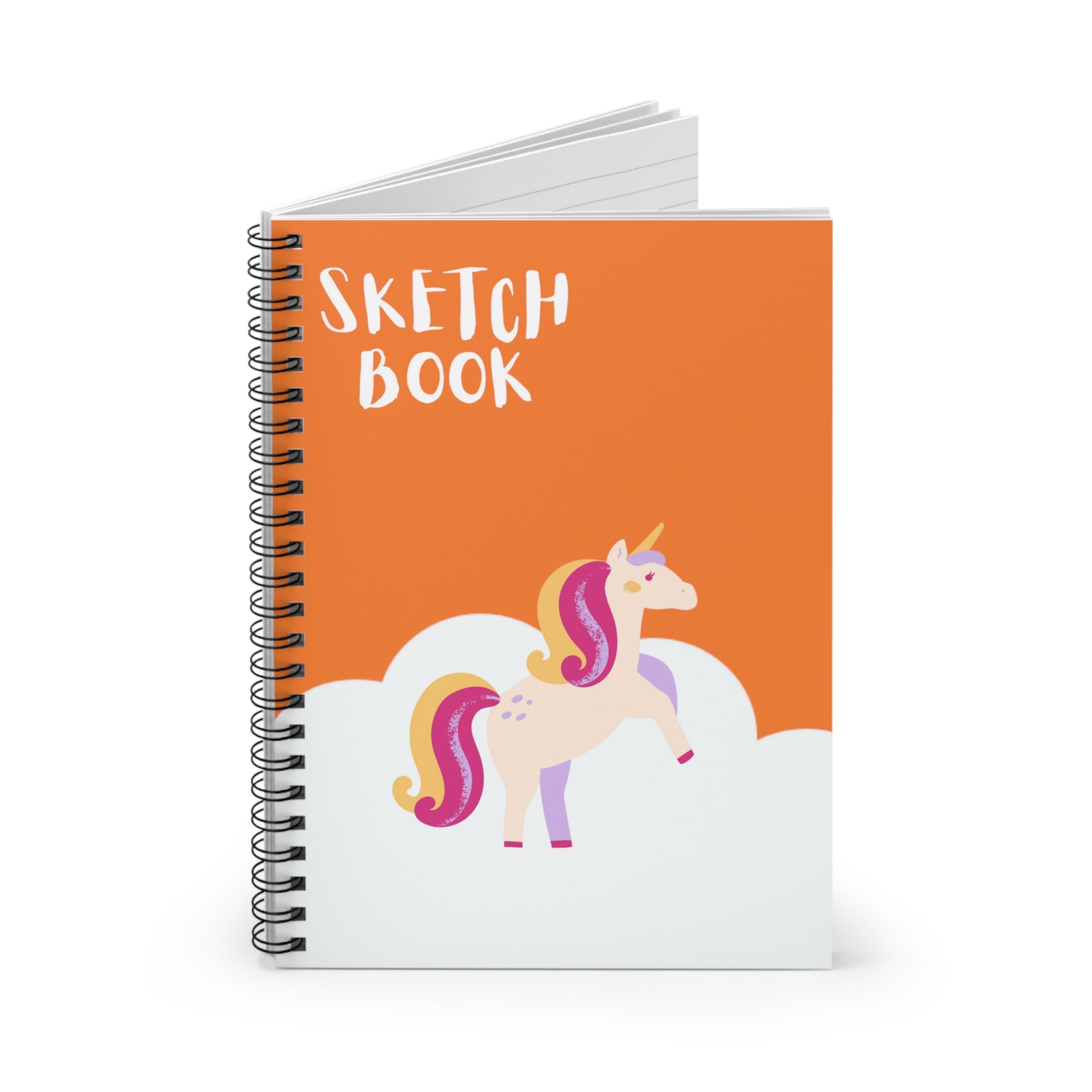 Unicorn Notebook, Sketch Book, Spiral Notebook, Ruled Line, Orange Unicorn, Workout Journal - SaviTraviDesigns