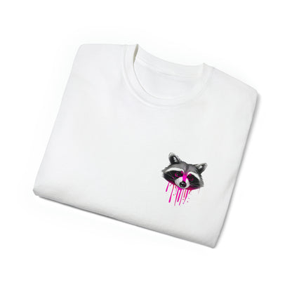 Raccoon Shirt, Graffiti Print Shirt, Unisex Ultra Cotton Tee, Pink Raccoon