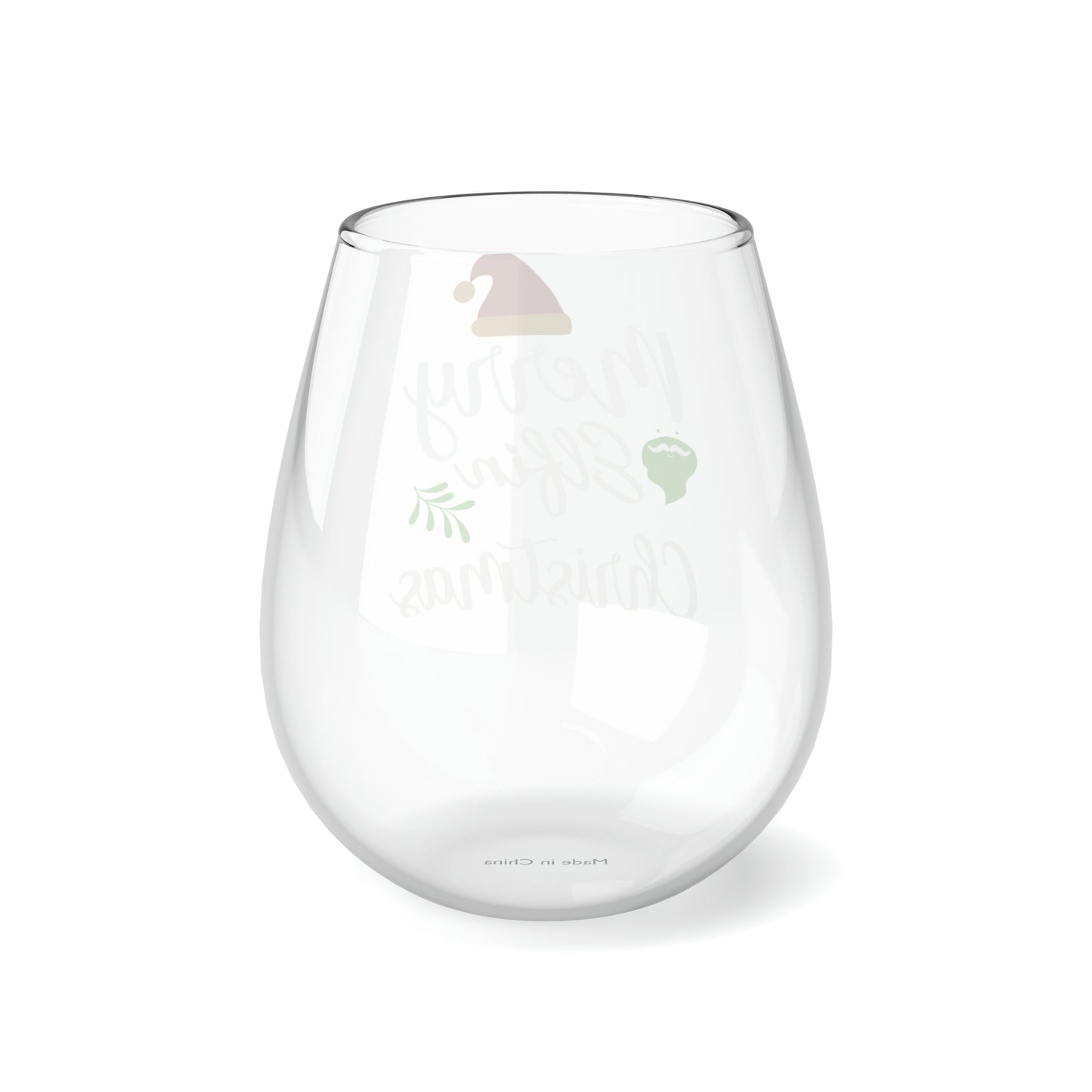 Merry Elfin Christmas, Wine Lover stemless, Unique stemless wine glass, Trendy wine glass, Wine glass gift, Stemless Wine Glass, 11.75oz - SaviTraviDesigns