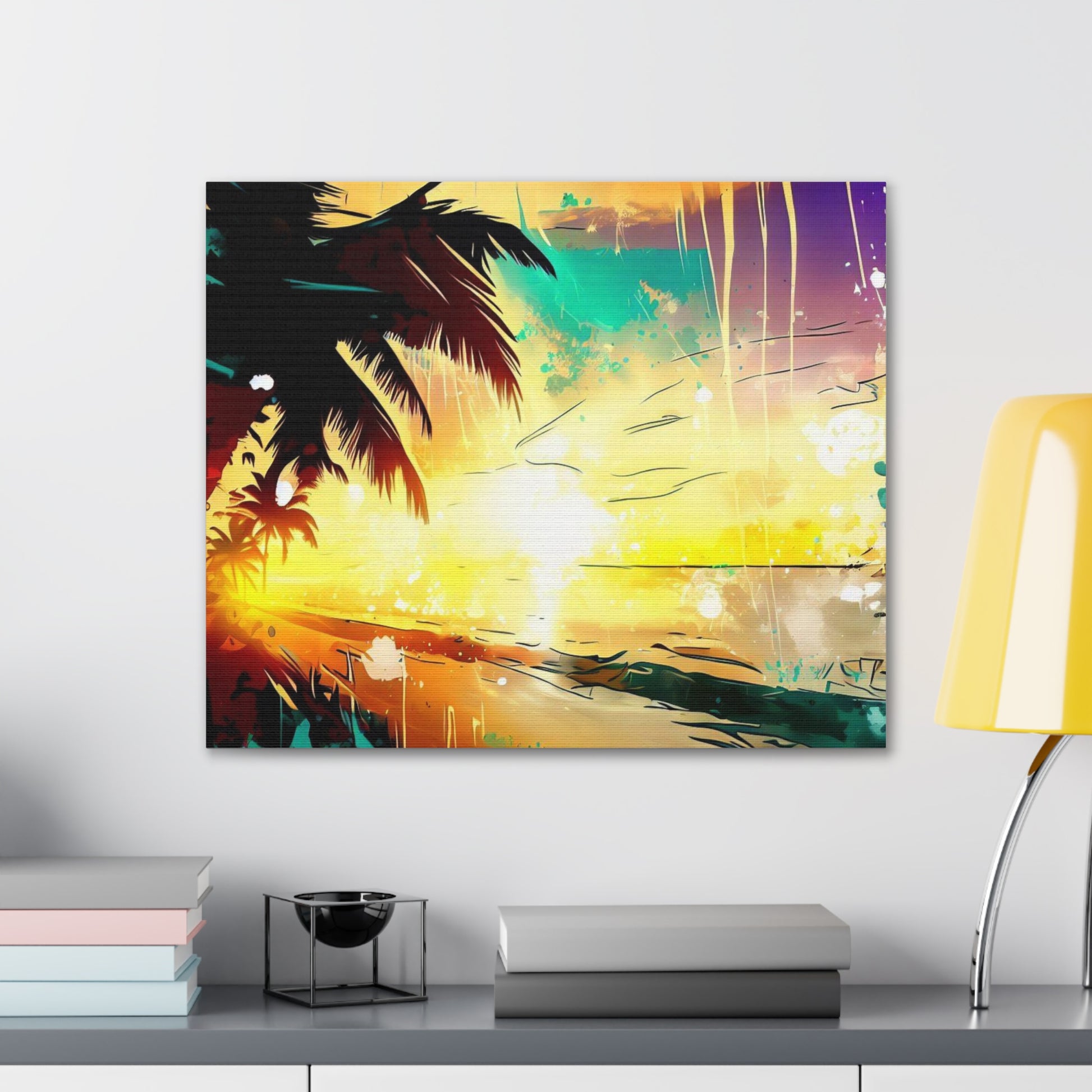 Palm Tree Sunset, Graffiti art prints, Street art canvas, Urban art decor, Graffiti-style wall art, Graffiti canvas prints, Street art posters - SaviTraviDesigns