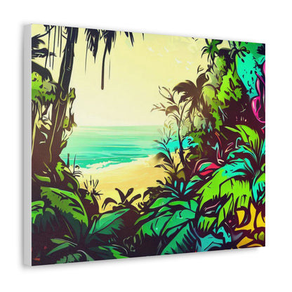 Jungle Beach, Rainforest Ocean, Graffiti-inspired home decor, Modern street art prints, Graffiti wall art, Street art canvas art, Graffiti artist prints - SaviTraviDesigns