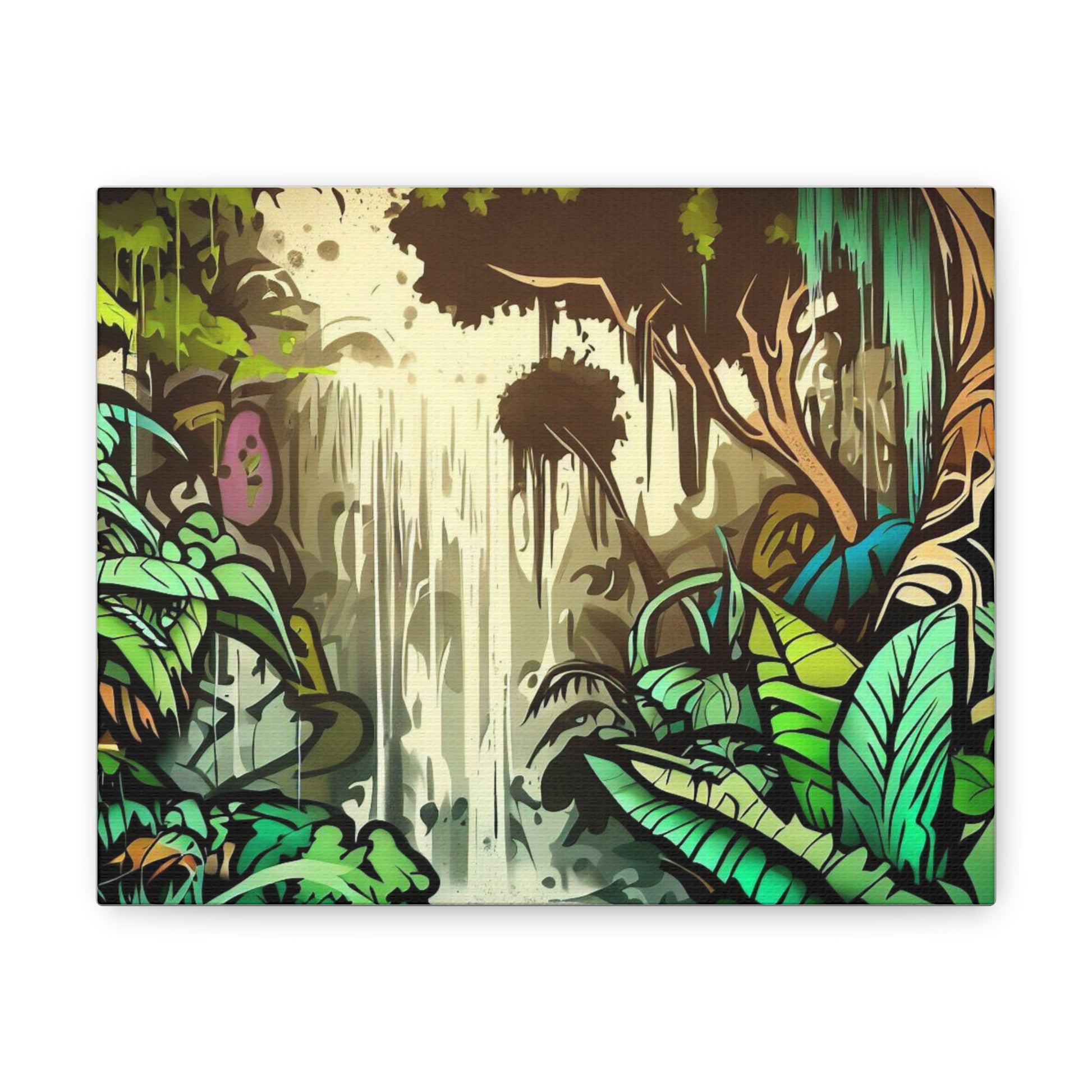 Jungle Waterfall, Rainforest Waterfall, Graffiti-inspired home decor, Modern street art prints, Graffiti wall art, Street art canvas art, Graffiti artist prints