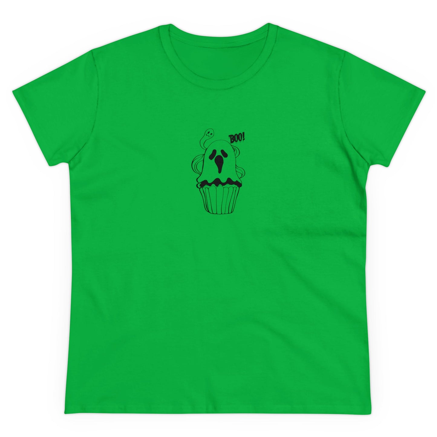 Cute Ghost Cupcake, Halloween Cupcake Designs, Halloween Graphic Shirts, Spooky Halloween Shirts, Cute Halloween Graphic Tees Irish Green