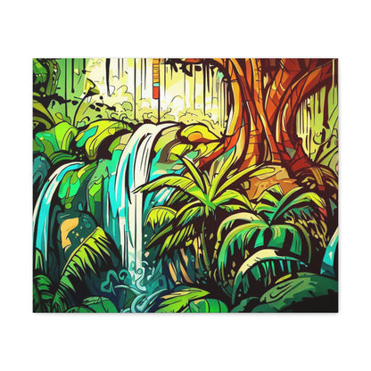 Rainforest Waterfall, Jungle Waterfall, Graffiti-inspired home decor, Modern street art prints, Graffiti wall art, Street art canvas art, Graffiti artist prints - SaviTraviDesigns