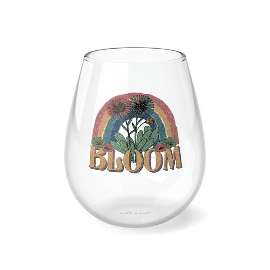 Bloom Flower, Flower Wine Glass, Bloom Flower, Wine Lover stemless, Unique stemless wine glass, Trendy wine glass, Wine glass gift - SaviTraviDesigns