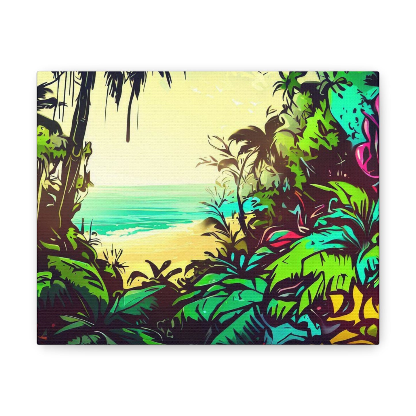 Jungle Beach, Rainforest Ocean, Graffiti-inspired home decor, Modern street art prints, Graffiti wall art, Street art canvas art, Graffiti artist prints - SaviTraviDesigns