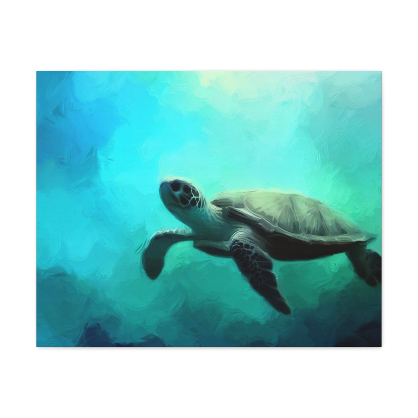 Sea Turtle wall art, ocean wall art, underwater art, Canvas Gallery Wraps, Sea Turtle Painting 30″ x 24″ Premium Gallery Wraps (1.25″)