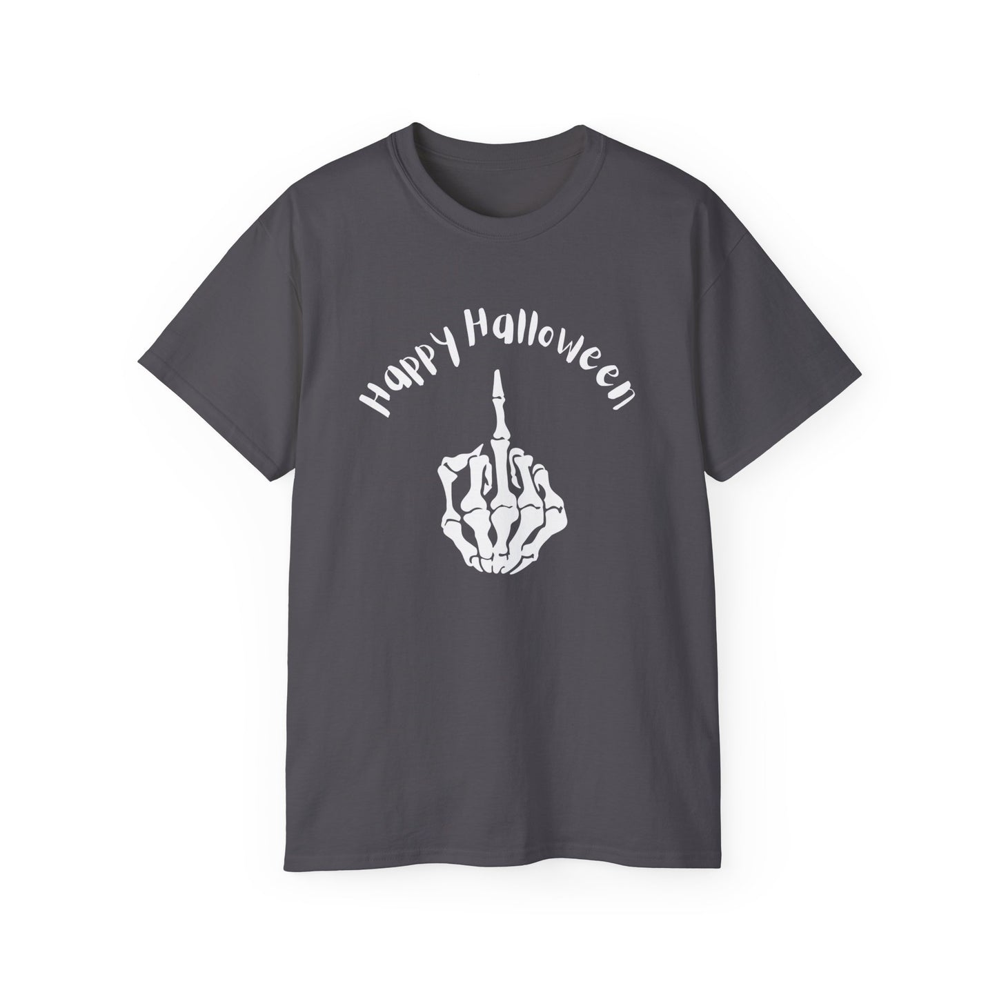 Happy Halloween Middle Finger Bones Tee Shirt