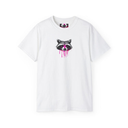 Pink Juicy Raccoon Graffiti Print T-Shirt