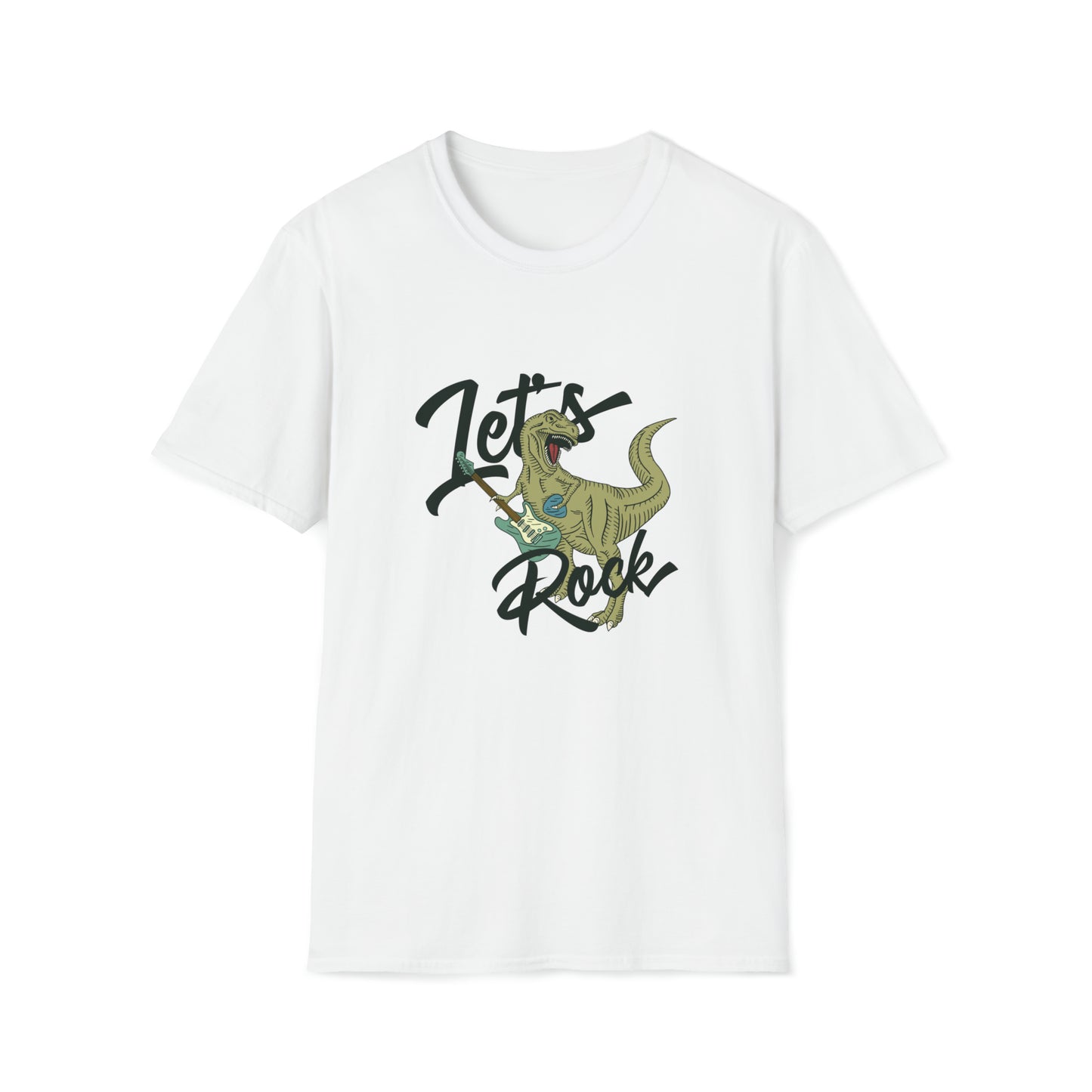 Lets Rock Dino Rockstar |Beach Lifestyle Shirts | Summer Vibe Apparel White