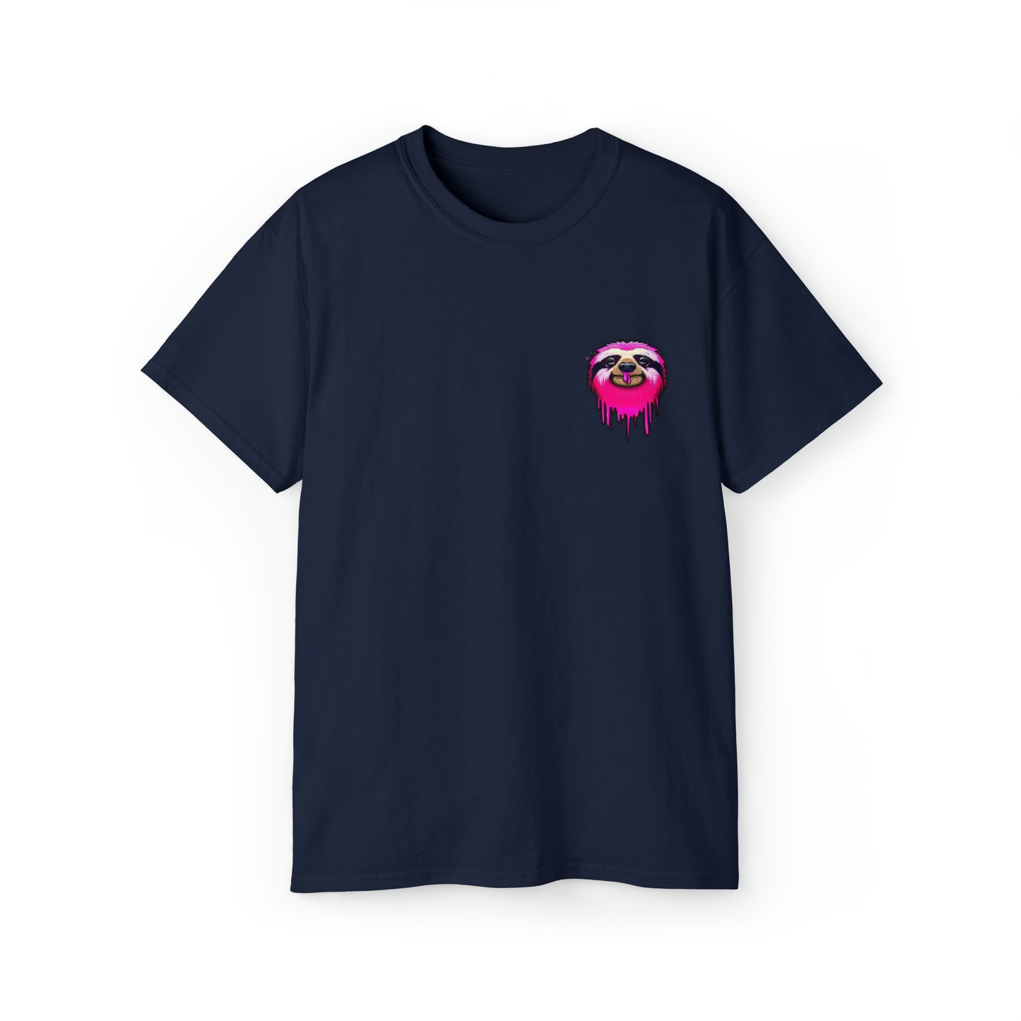 Graffiti Tshirt, Sloth Tshirt, Graphic T-Shirt, Unisex Ultra Cotton Tee, Pink Sloth Navy