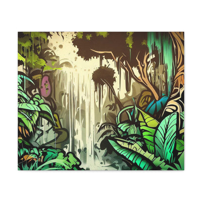 Jungle Waterfall, Rainforest Waterfall, Graffiti-inspired home decor, Modern street art prints, Graffiti wall art, Street art canvas art, Graffiti artist prints