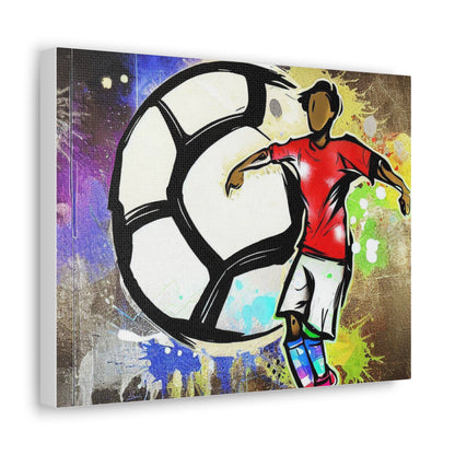 Soccer Player, Graffiti-inspired home decor, Modern street art prints, Graffiti wall art, Street art canvas art, Graffiti artist prints 14″ x 11″ Premium Gallery Wraps (1.25″)