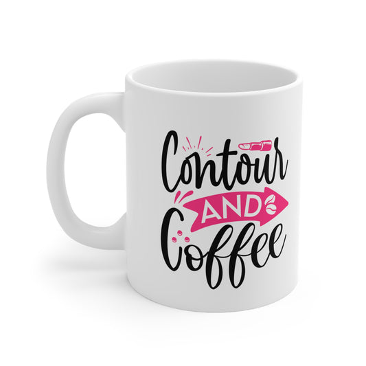 Contour and Coffee, Personalized Mug Designs, Creative Coffee Cups, Unique Mug Artwork, Printed Coffee Mugs, Artist-Designed Mugs 11oz