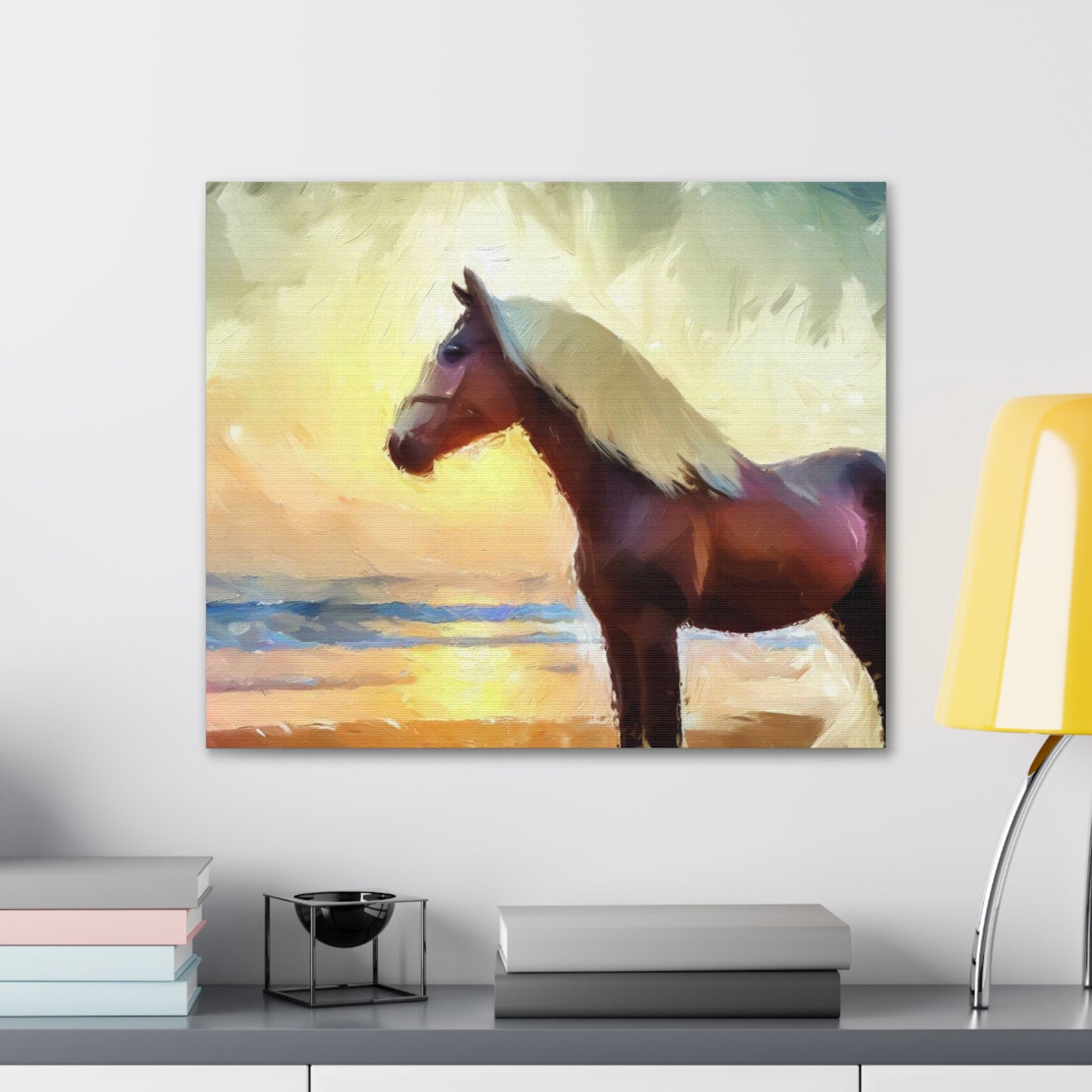 Horse wall art, beach wall art, ocean art, Canvas Gallery Wraps, Horse Beach, Sunset Beach - SaviTraviDesigns