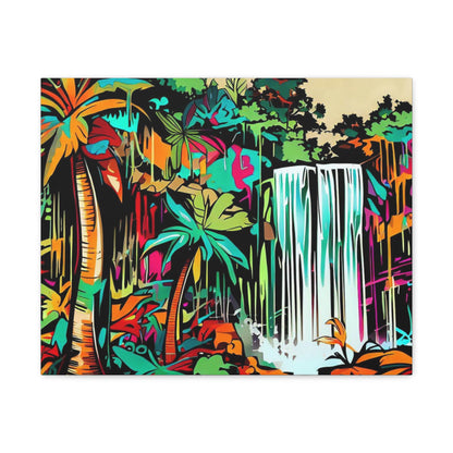 Jungle Waterfall, Rainforest Waterfall, Graffiti-inspired home decor, Modern street art prints, Graffiti wall art, Street art canvas art, Graffiti artist prints - SaviTraviDesigns