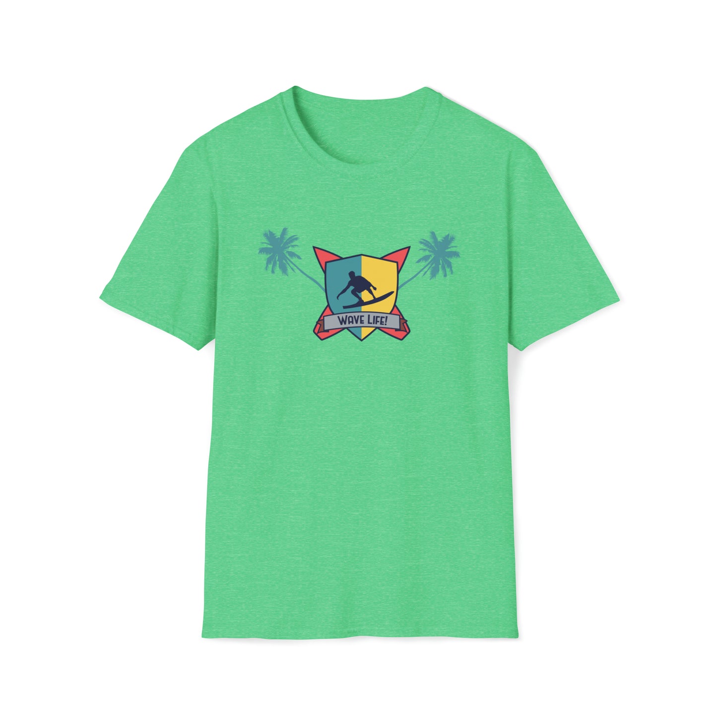 Wave Life Surfing |Beach Lifestyle Shirts | Summer Vibe Apparel Heather Irish Green