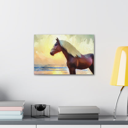 Horse wall art, beach wall art, ocean art, Canvas Gallery Wraps, Horse Beach, Sunset Beach - SaviTraviDesigns