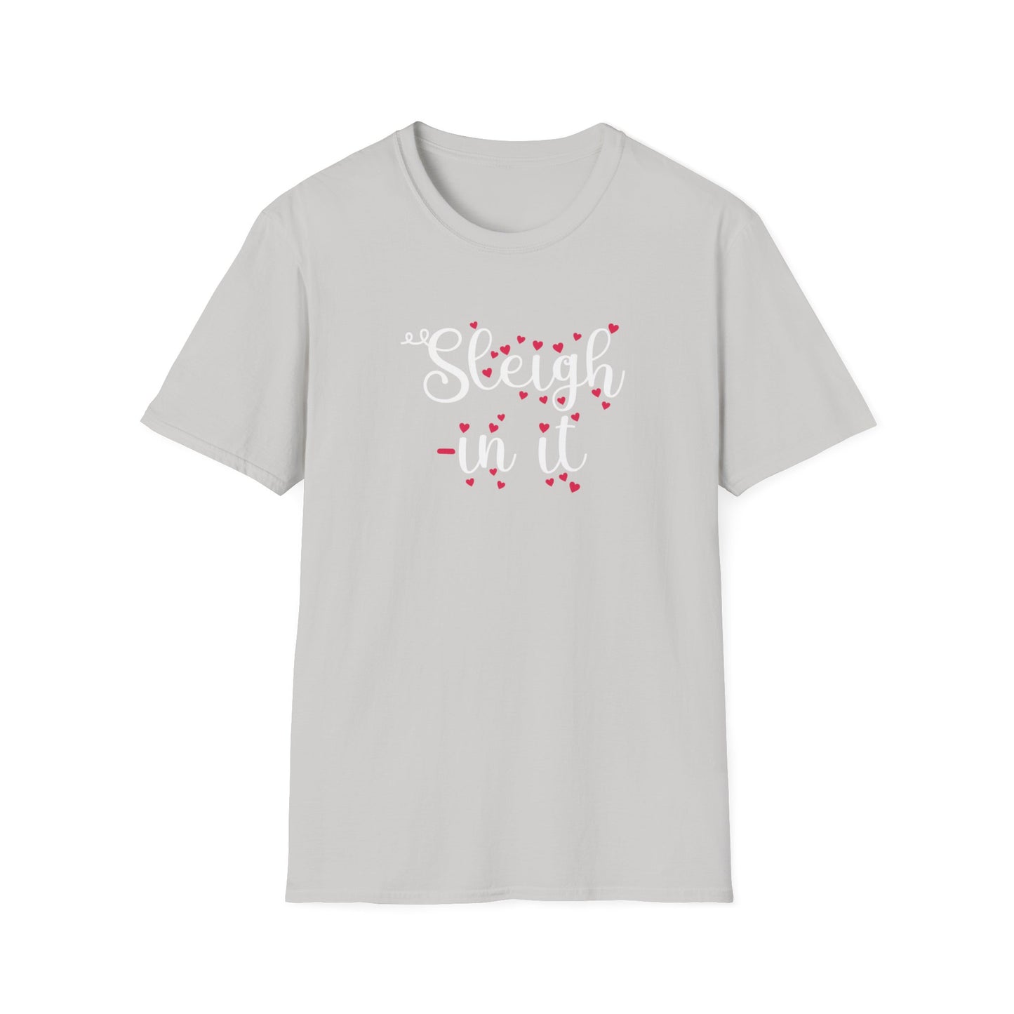 Sleigh In It Christmas Graphic T Shirt Ice Grey