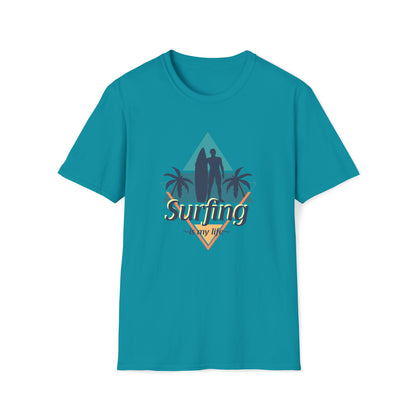 Surfing Is My Life |Beach Lifestyle Shirts | Summer Vibe Apparel Tropical Blue