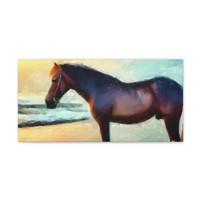 Horse wall art, Beach wall art, ocean art, Canvas Gallery Wraps, Horse Beach, Sunset Beach - SaviTraviDesigns