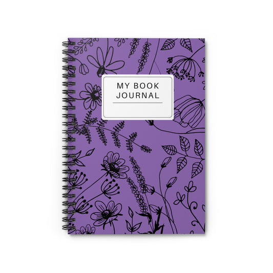 Floral Design,Journal, Spiral Notebook, Ruled Line, Purple - SaviTraviDesigns