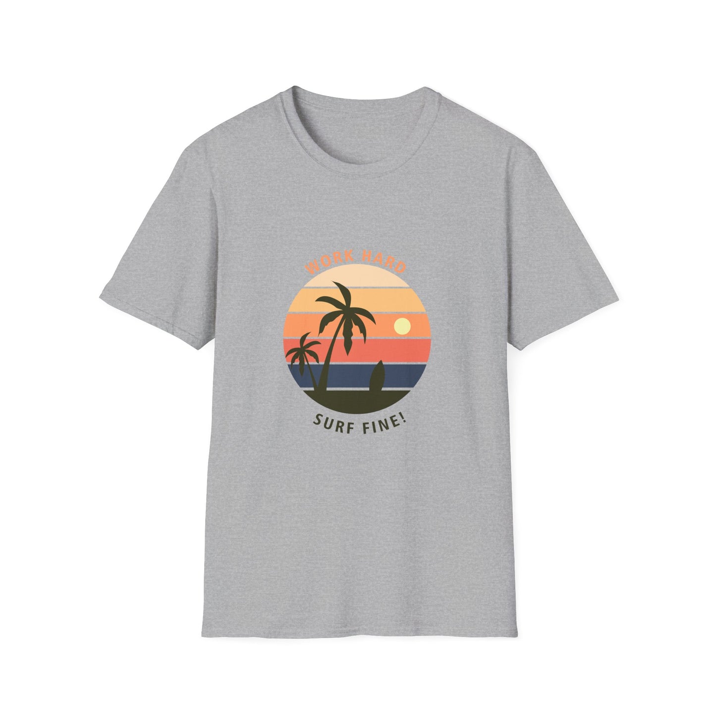 Work Hard Surf Fine Graphic T Shirt Sport Grey