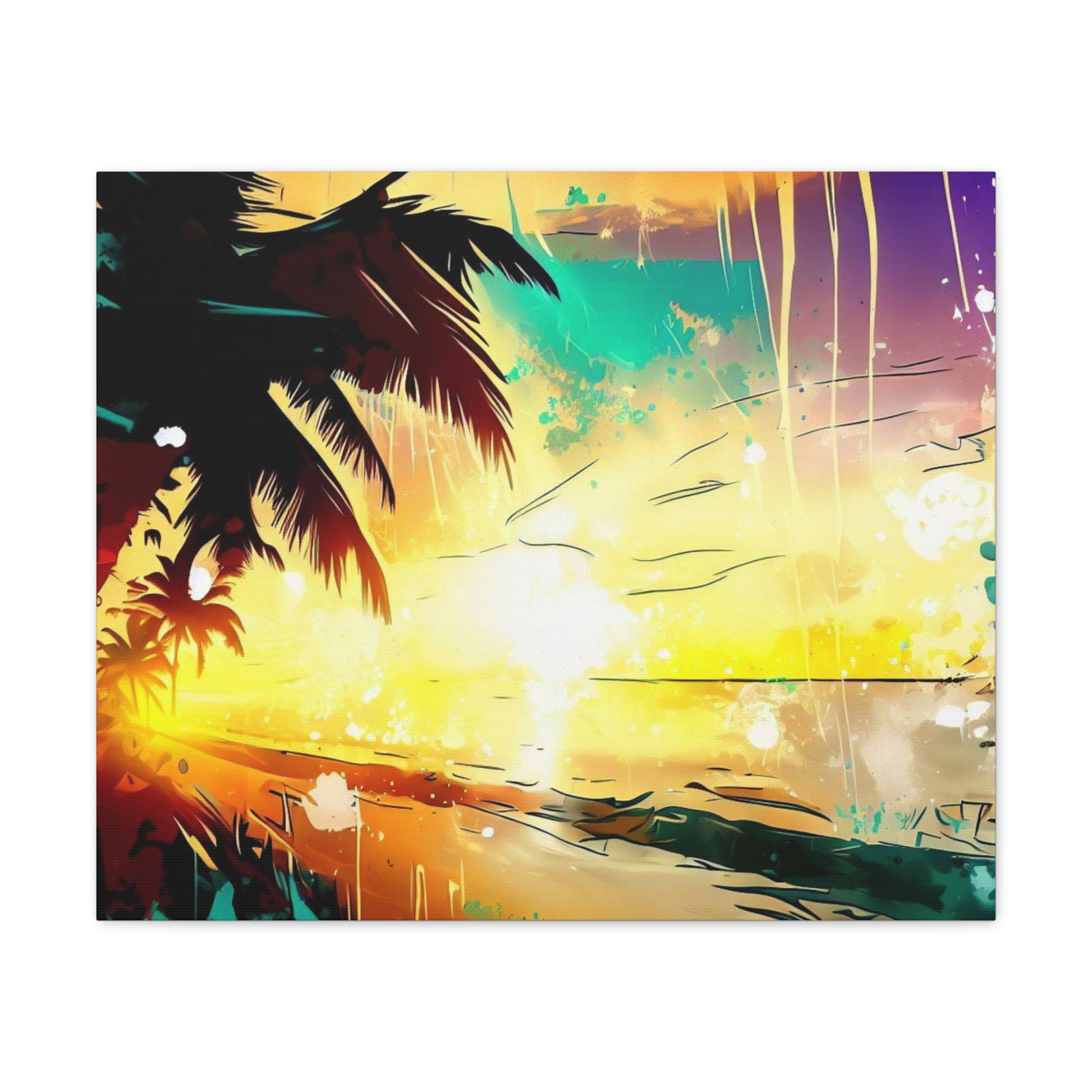 Palm Tree Sunset, Graffiti art prints, Street art canvas, Urban art decor, Graffiti-style wall art, Graffiti canvas prints, Street art posters - SaviTraviDesigns