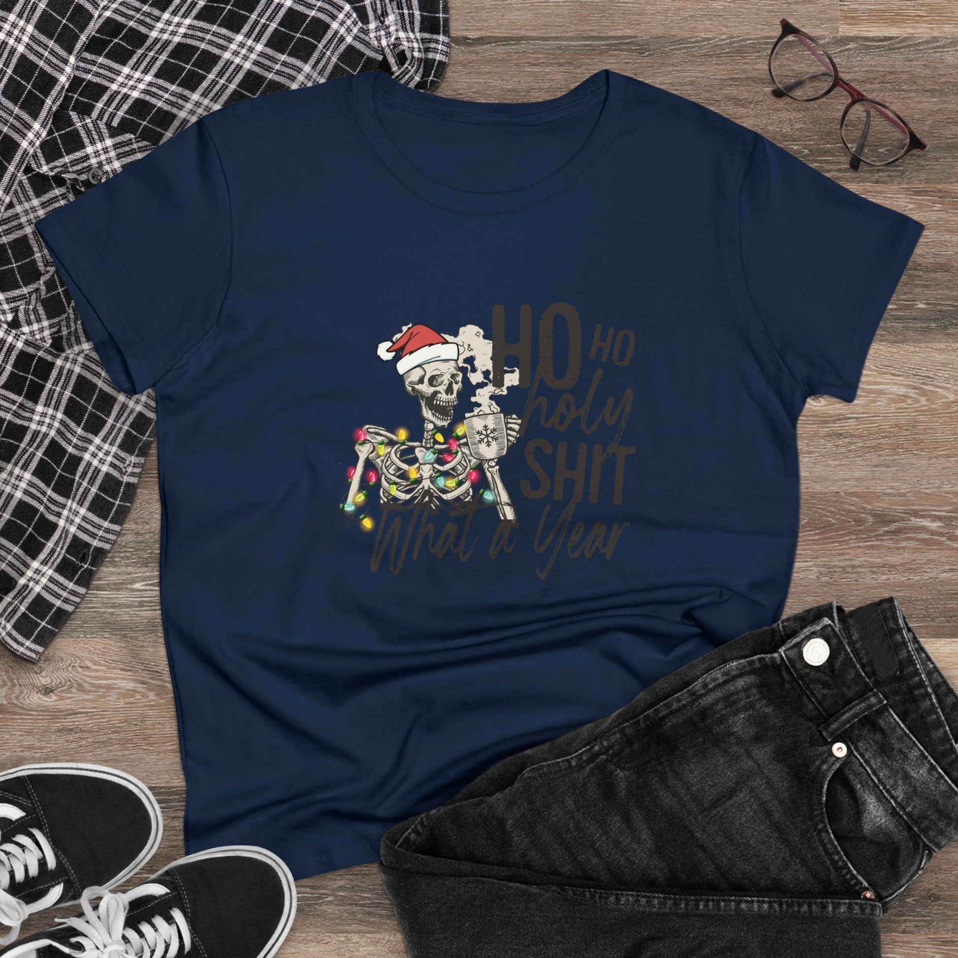 Ho Ho Holy Shit, What A Year, Christmas Graphic Shirts, Festive Holiday T-Shirts, Ugly Christmas Sweater Tees, Funny Christmas Shirt Designs, Cute Xmas Graphic Tees