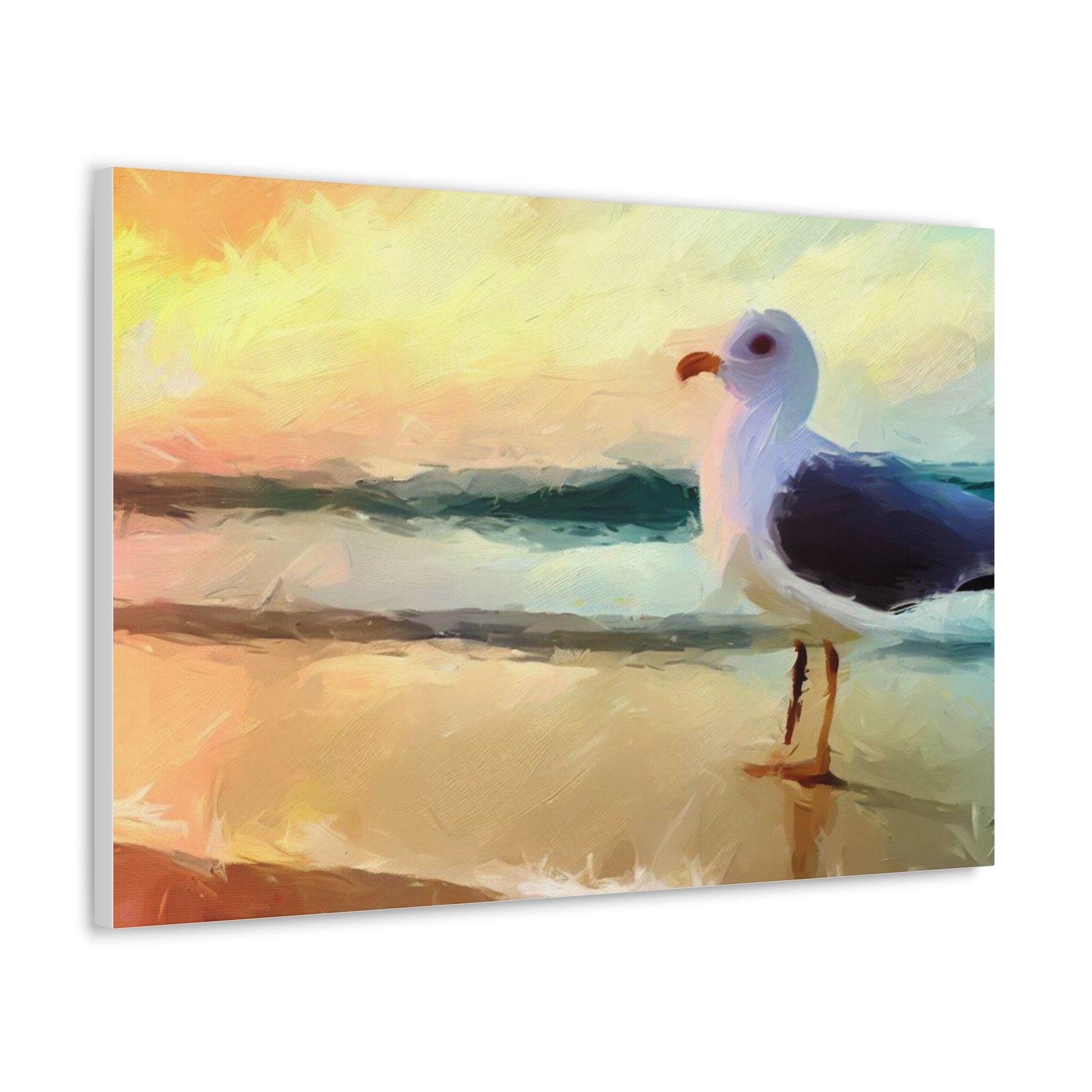 Seagull Beach, Beach wall art, Ocean wall art, Canvas Gallery Wraps