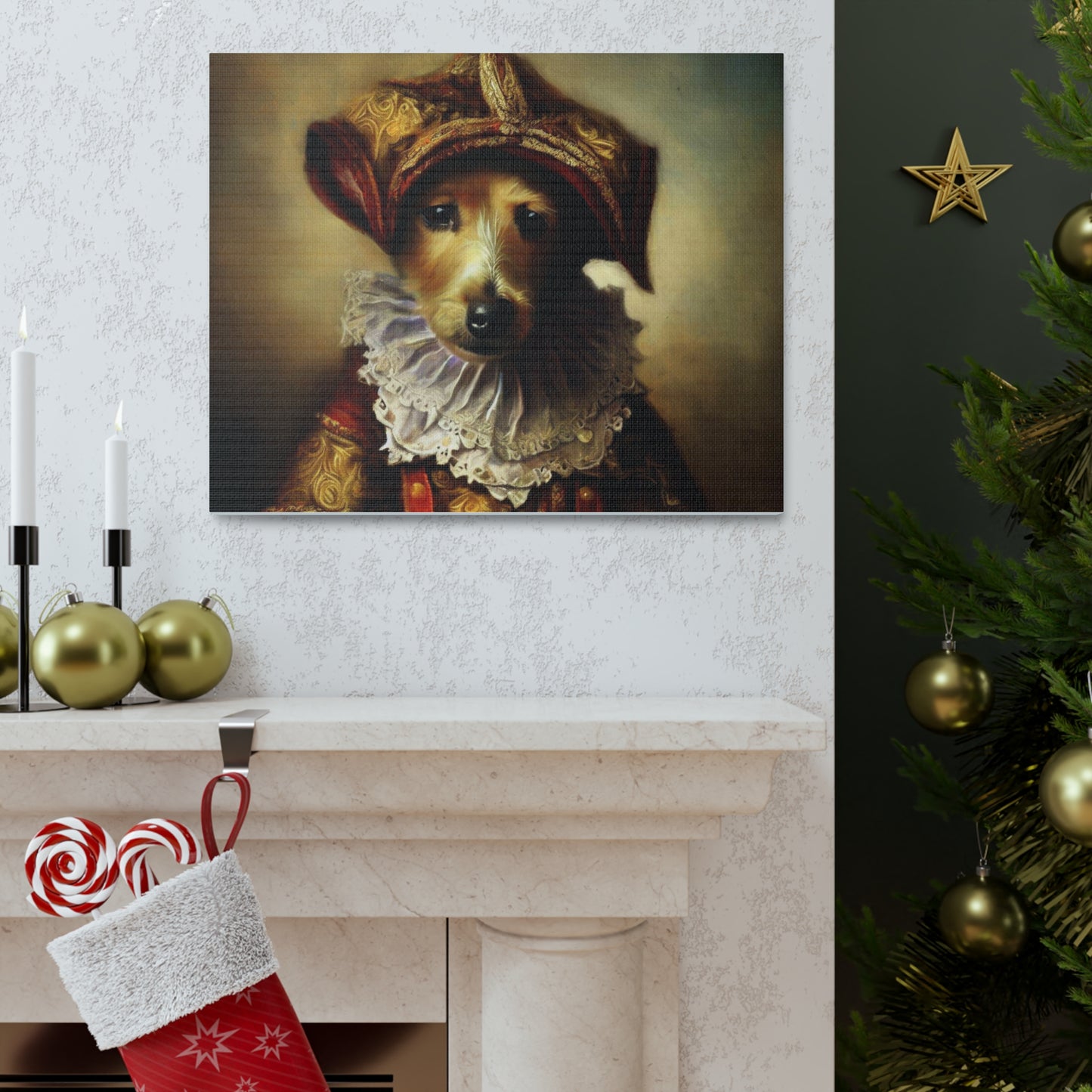 Fancy Dog, Canvas Dog Art, Dog Wall Art, Canine Canvas Art,Canvas Gallery Wraps