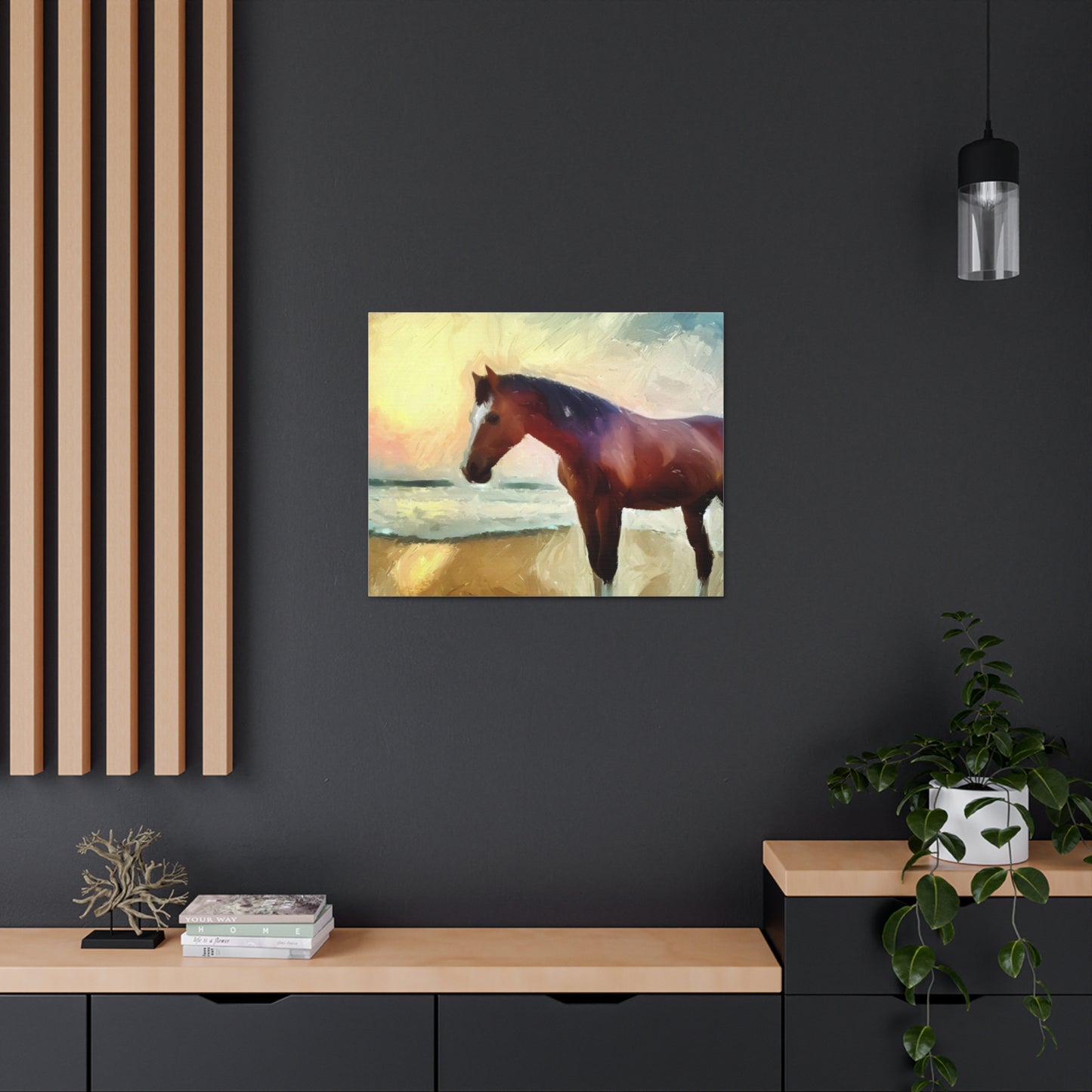 Horse wall art, beach wall art, ocean art, Canvas Gallery Wraps, Horse Beach, Sunset Beach - SaviTraviDesigns