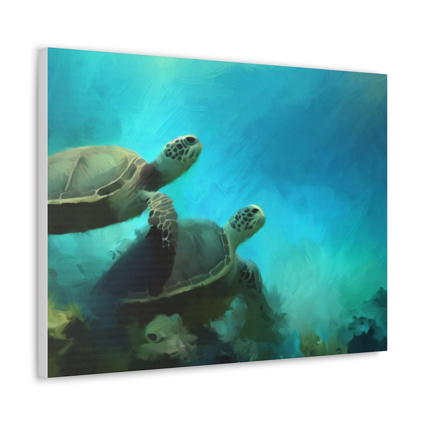 Sea Turtle wall art, ocean wall art, Underwater art, Canvas Gallery Wraps, Sea Turtle Painting